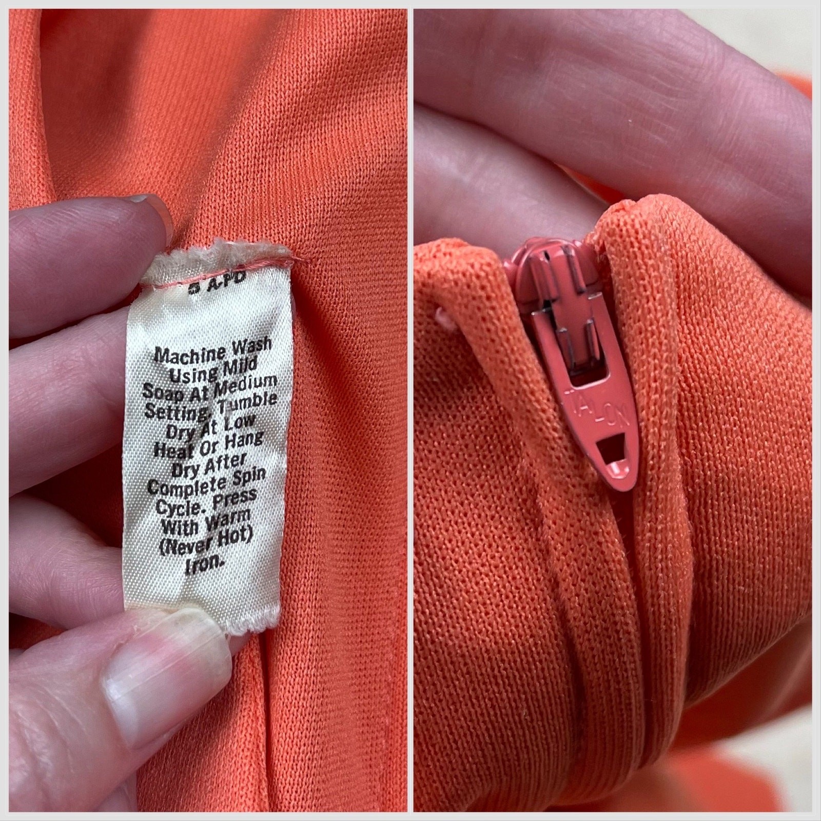Vintage 1970s Tangerine Orange Long Sleeve Empire Waist Maxi Dress | 28″ Waist