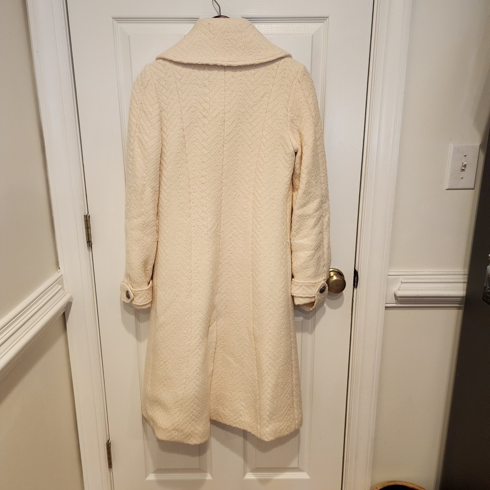 George Simonton Womens Herringbone Long Coat Luxe Elevated Head Turner Size 6