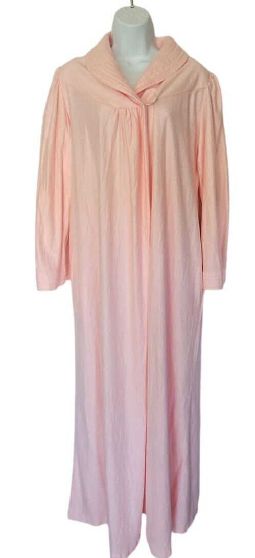 Vandemere House Robe Womens Sz Large Vintage 70s Pink Half Zip Long Sleeve
