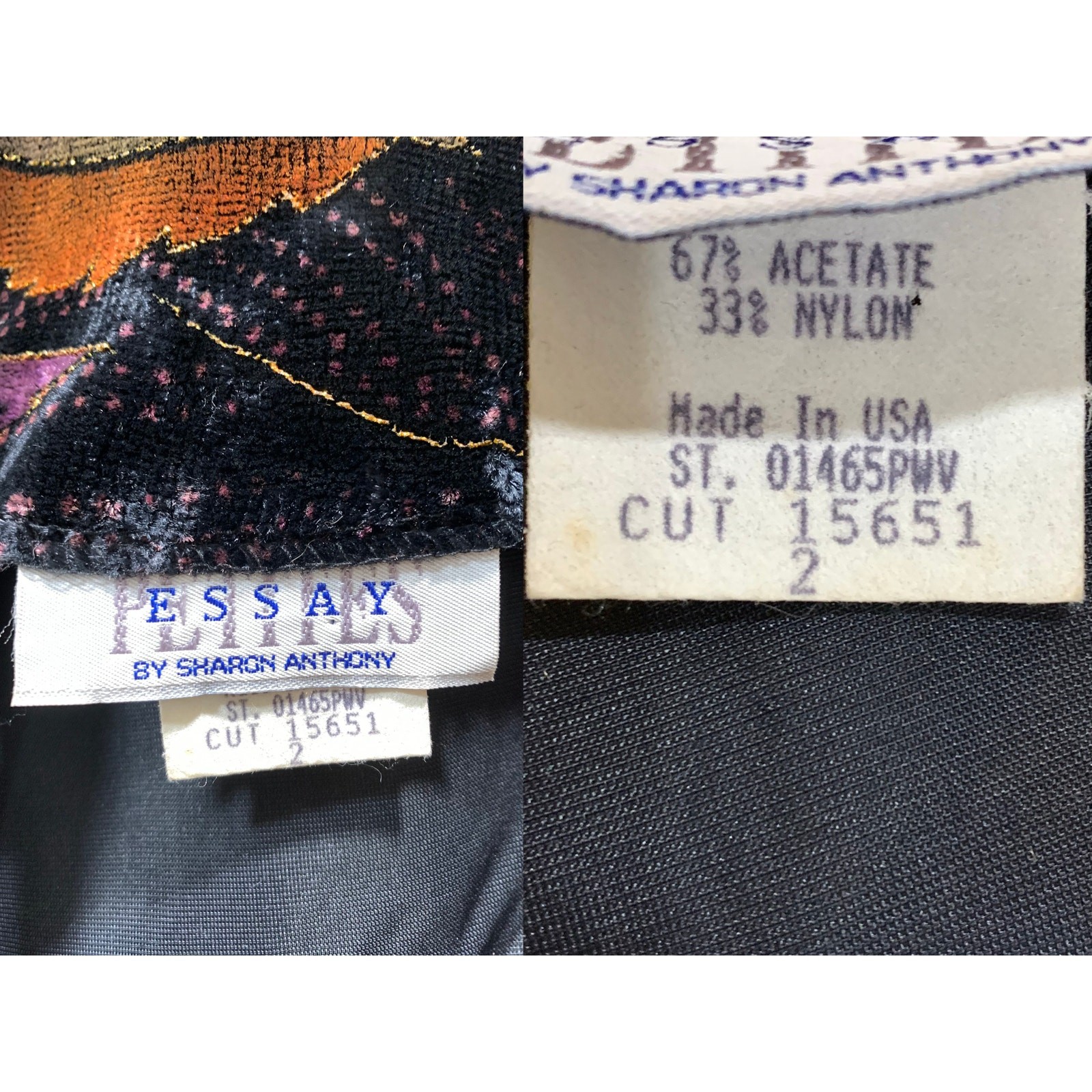 Vintage 80s Painted Velvet Cropped Jacket Brown Purple Rust Petite 2