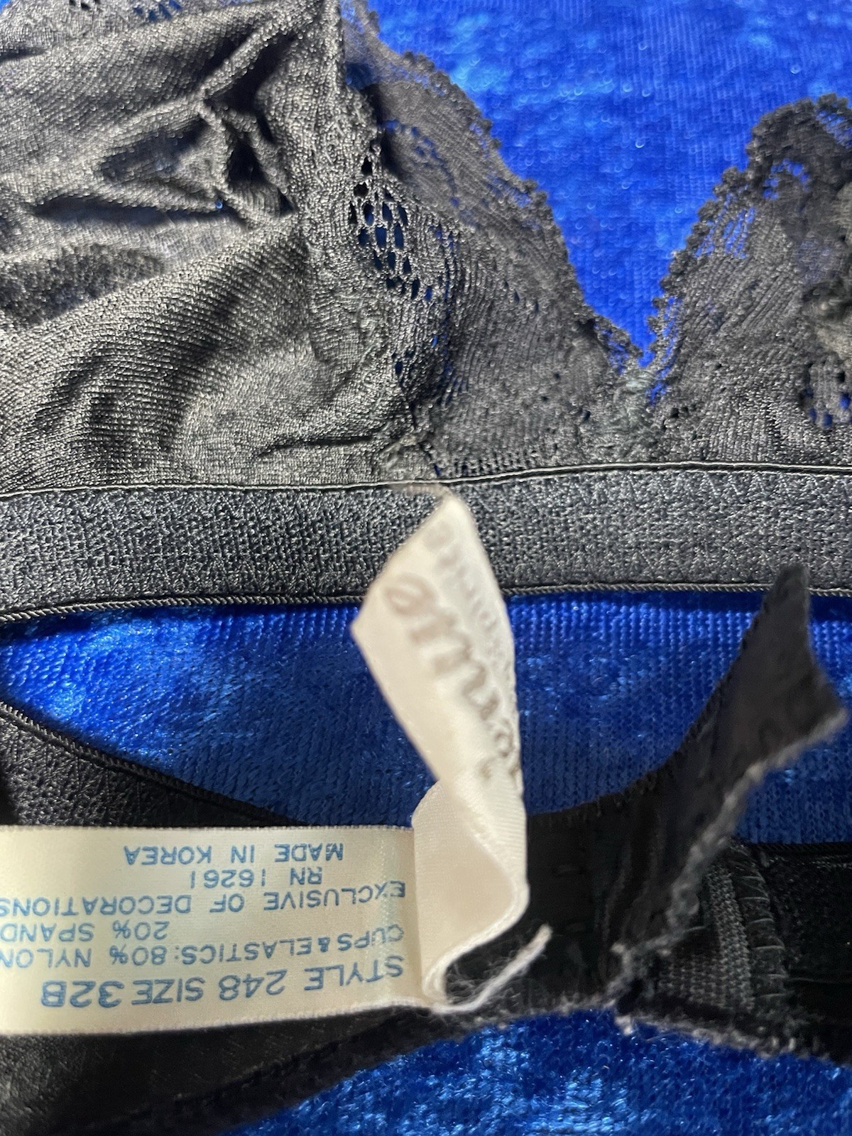Vintage Ingénue by Spiegal Bra 32b Black Nylon Bralette Pinup Lingerie