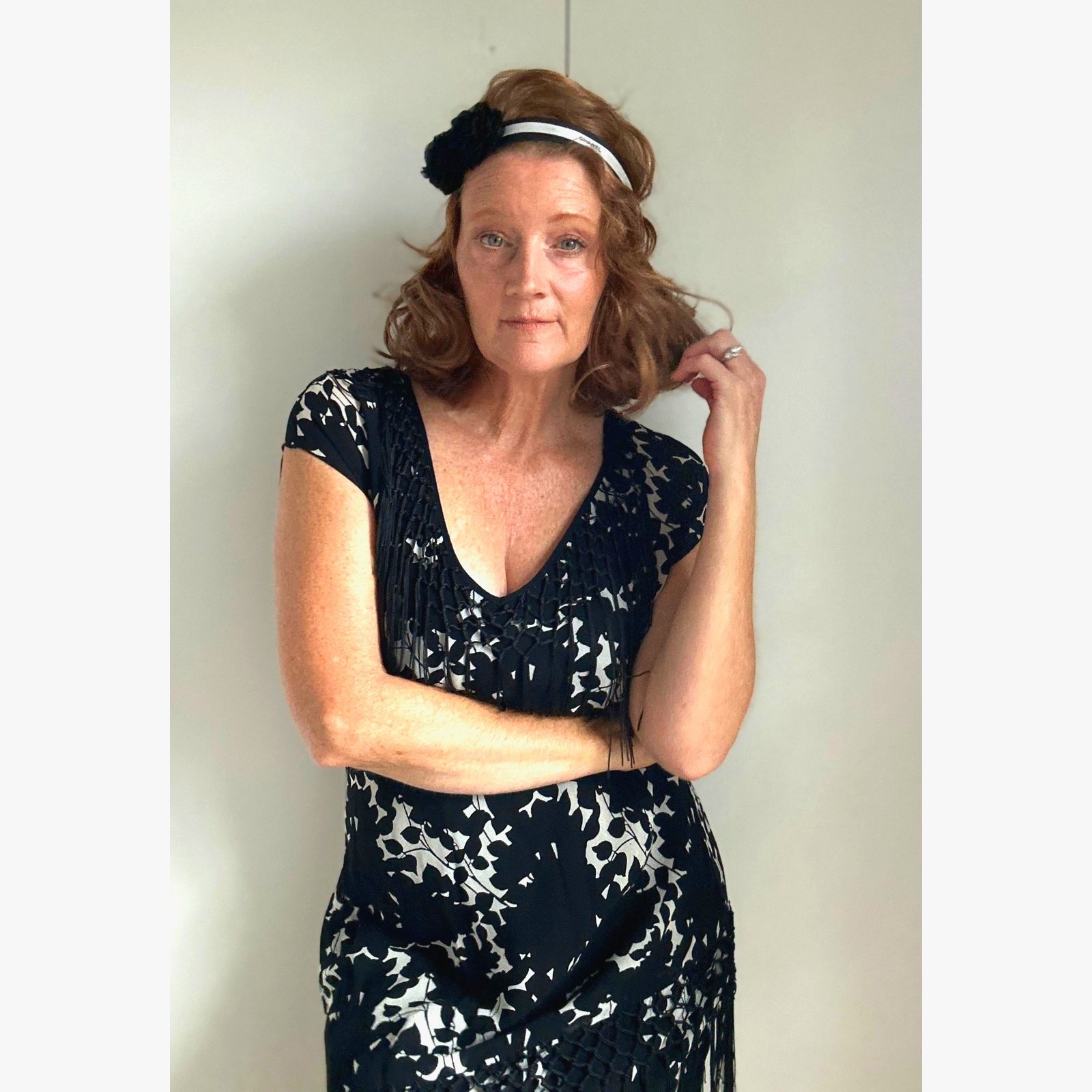 VTG 90s Sheer Black Floral Fringe Neckline Bias Cut Fairy Midi Dress Piano Shaw