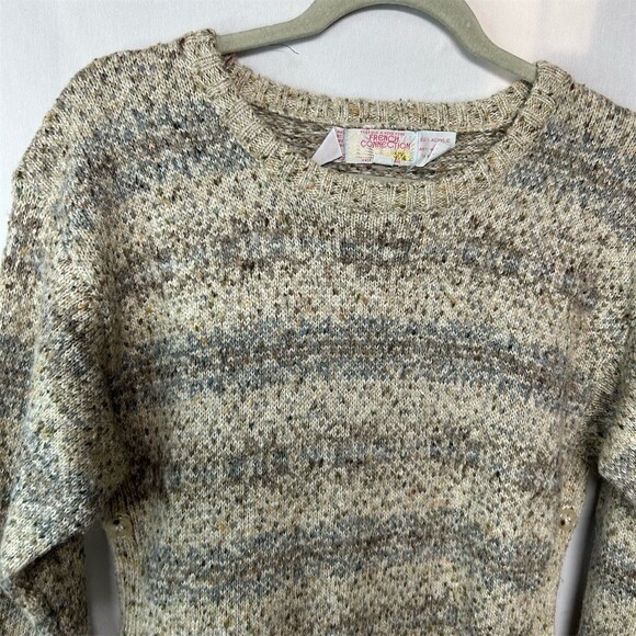 Vintage French Connection Wool Blend Side Button Tunic Sweater Beige Grey Medium