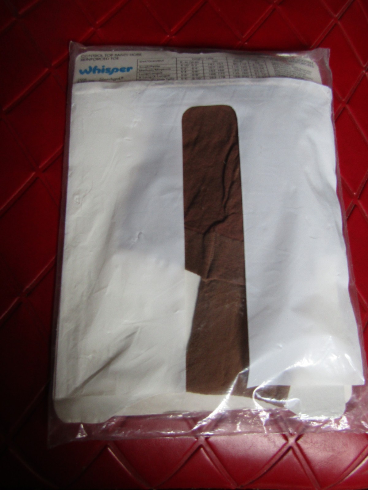 WHISPER Vintage MAPLE Nylon PANTYHOSE – Size LONG – 120 to 135 lbs- 1980’s