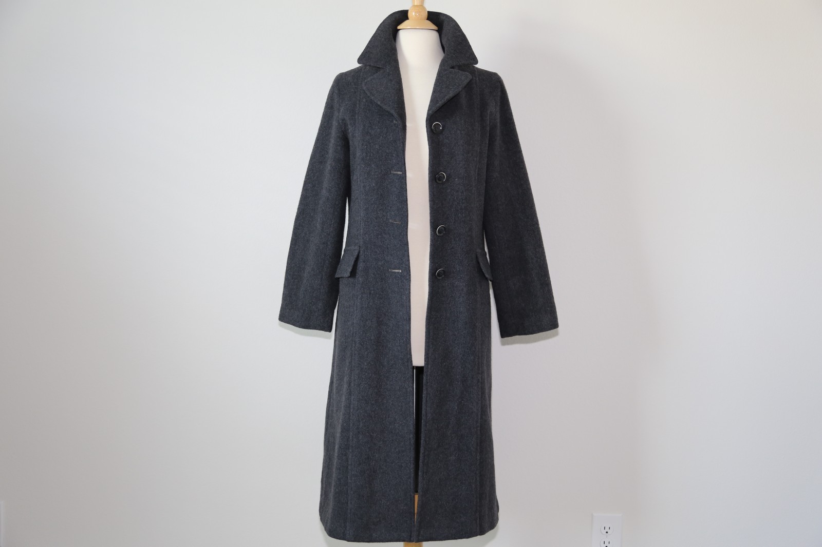 Authentic SELFISH POT vintage long wool coat Classic EUC Gray