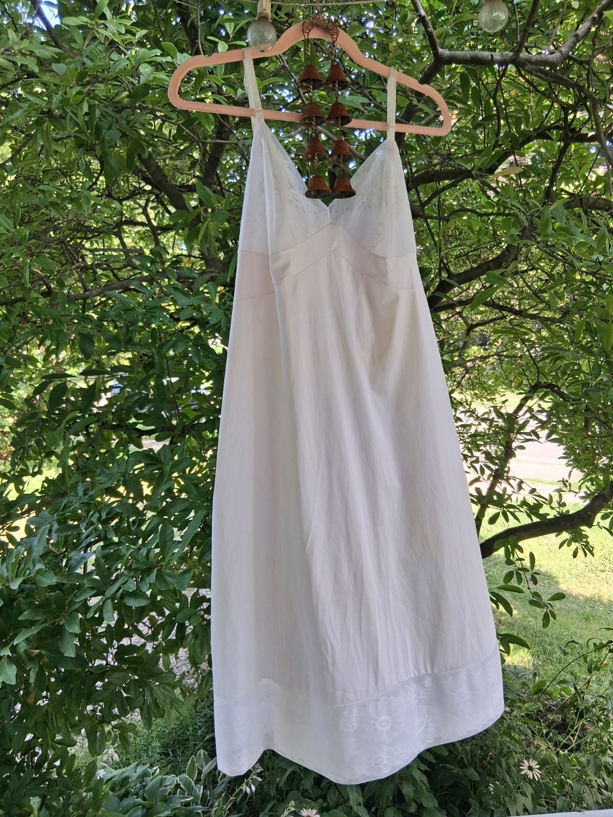 Vintage 1970s Vanity Fair White Lacy Romantic Cottagecore Coquette Slip Dress