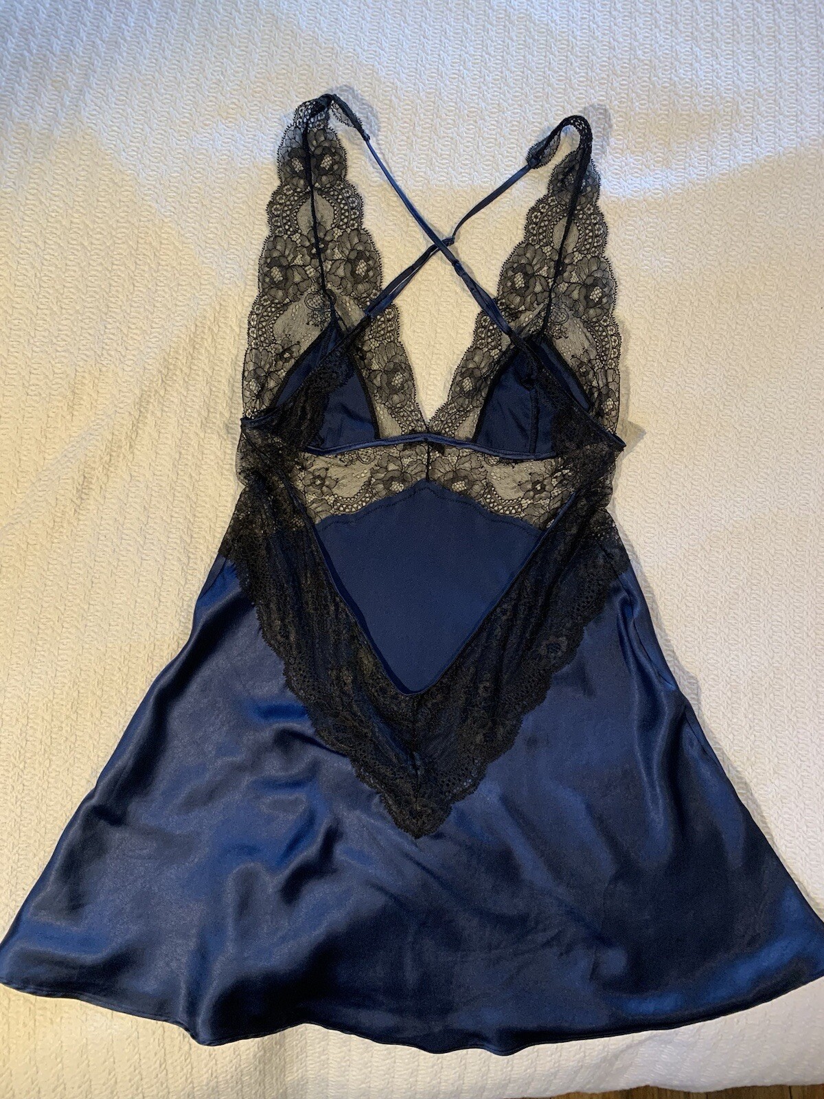 Vintage 90s Y2K Victorias Secret Satin Lace Slip Dress Backless Goth Glam Sexy M
