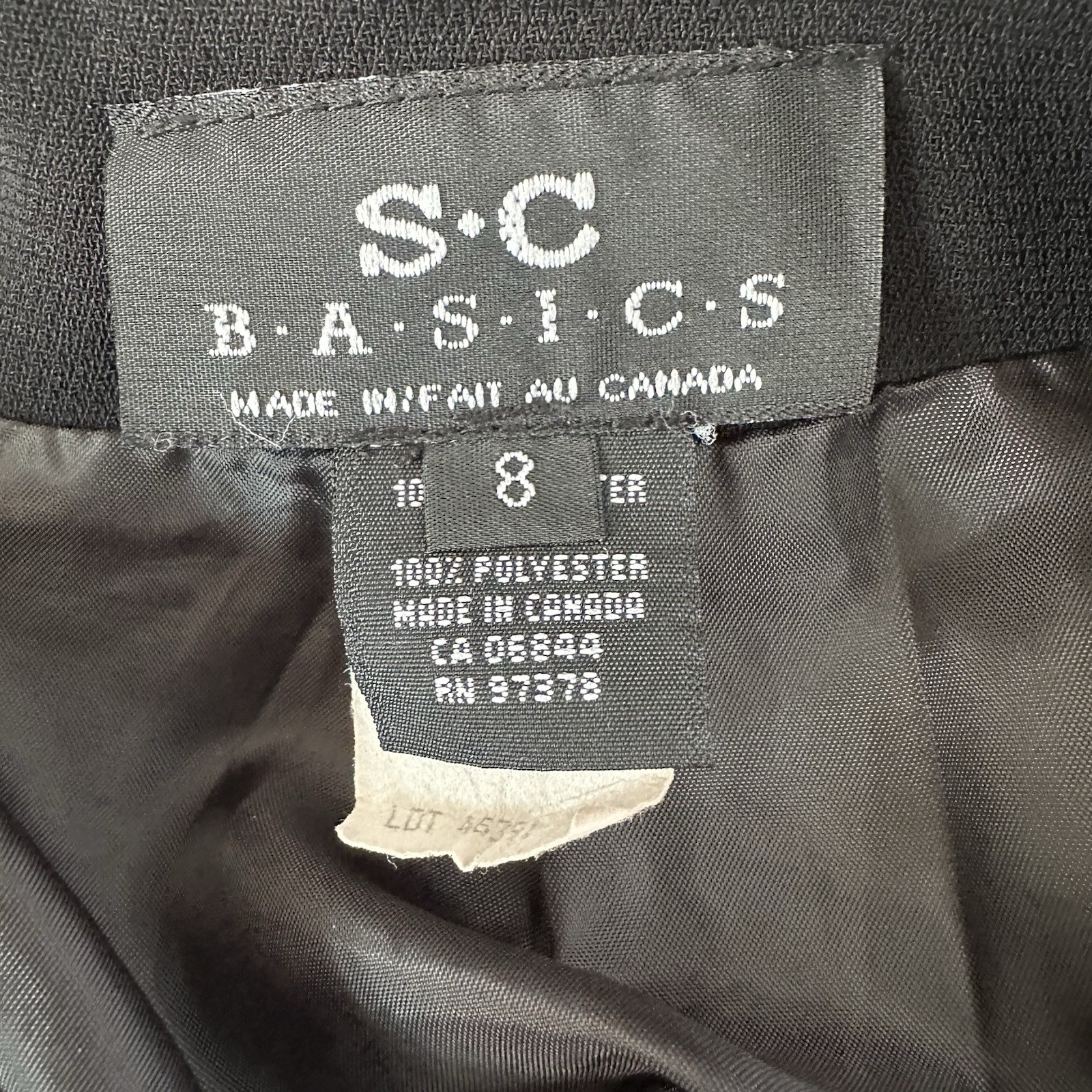Vintage S.C. Basics Black Ruffle Hem Skirt Size 8 90s Academia Preppy