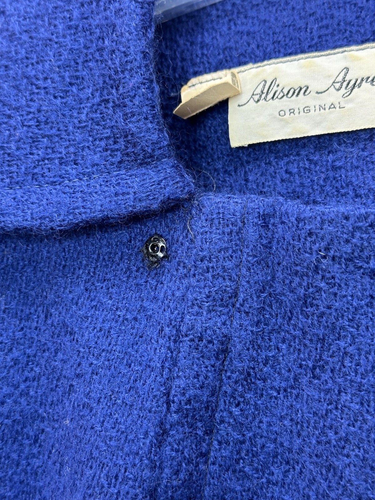 Vtg 60s Alison Ayres 12 Blue Nubby Woven Fabric Drop Waist Dress Scooter Mod