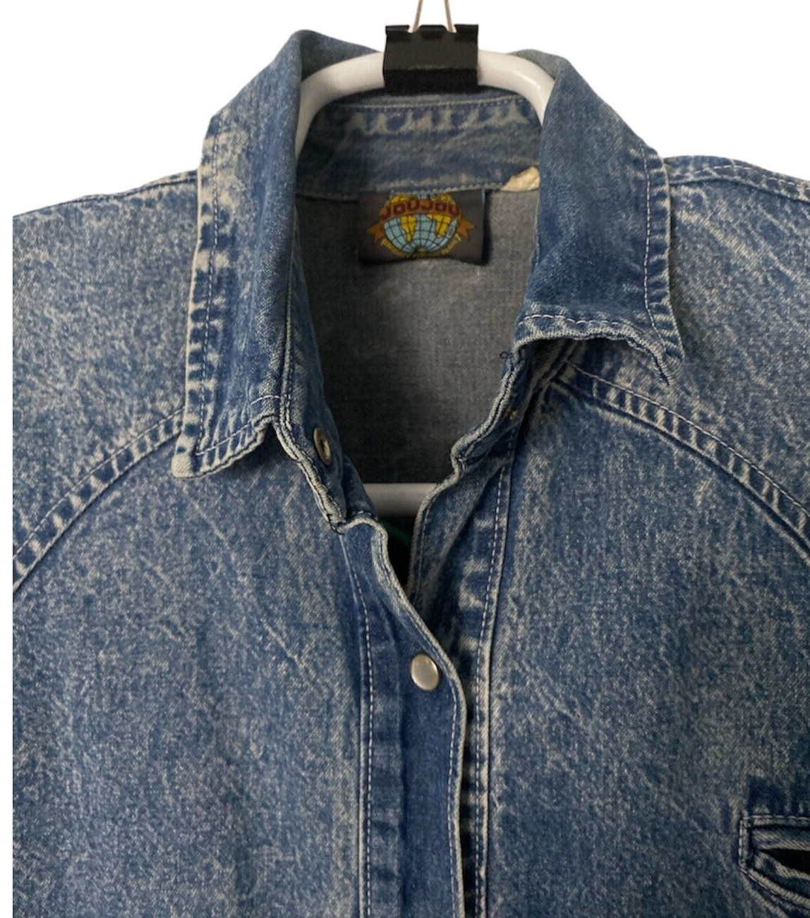 Vtg Jou Jou Women’s Denim Jean Trench Coat Duster 100%Cotton Dress Jacket Size1X