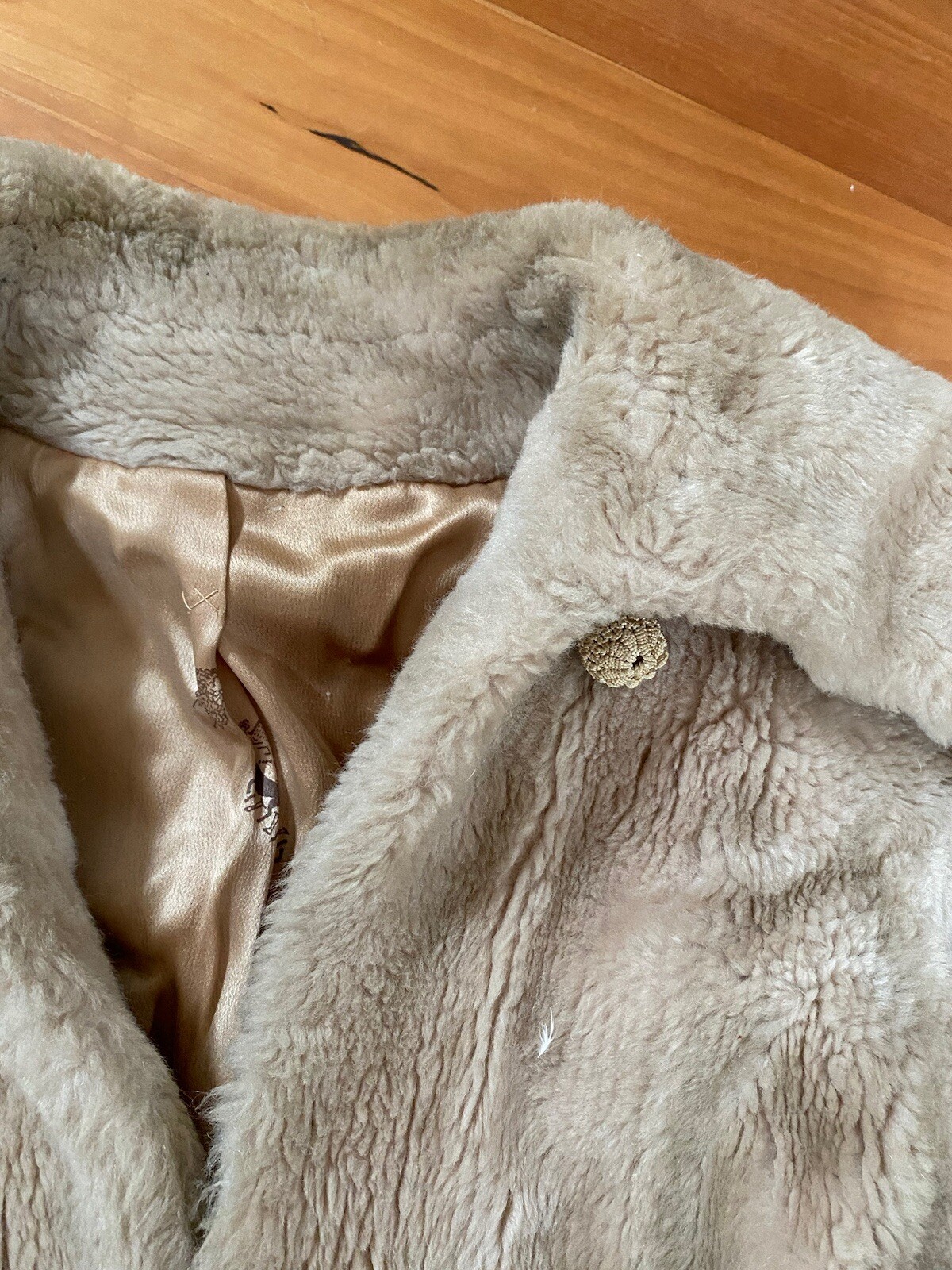 Vintage Coat Imperial Ollegro Tan Beige Faux Fur Mid Length Medium (JK) Womens