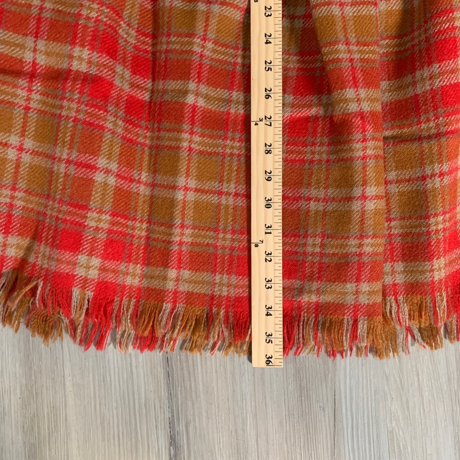Vintage Lord Taylor Women’s Wool Pleated Plaid Long Skirt Small Orange Ripped