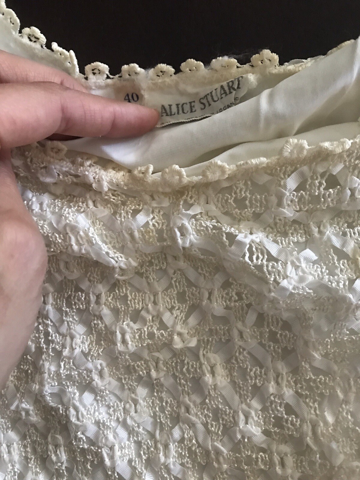 vtg 60s Alice Stuart cream knitted blouse