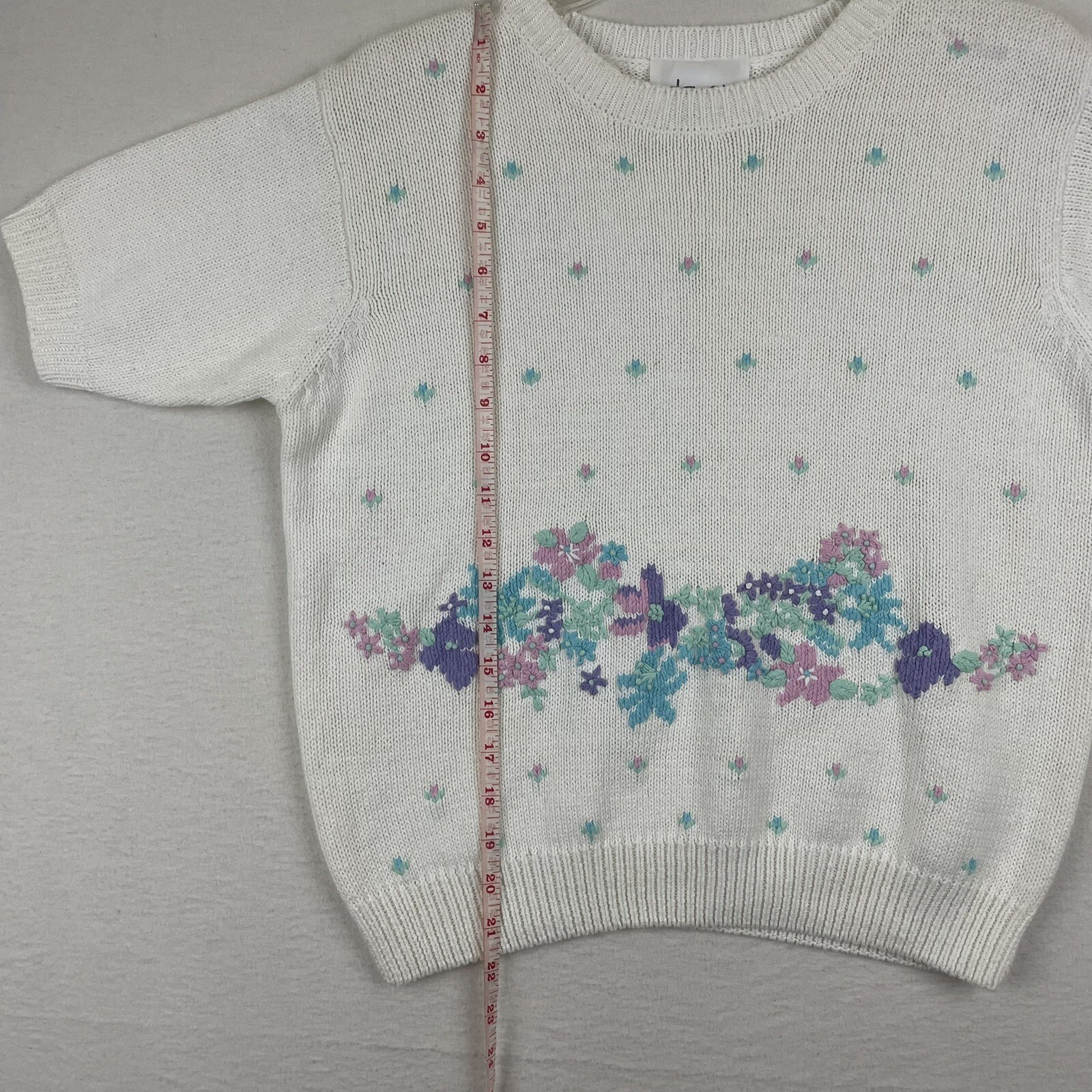VTG NWT Devon USA Union Made Women’s Sweater L* Knit Crew Neck Pullover Floral