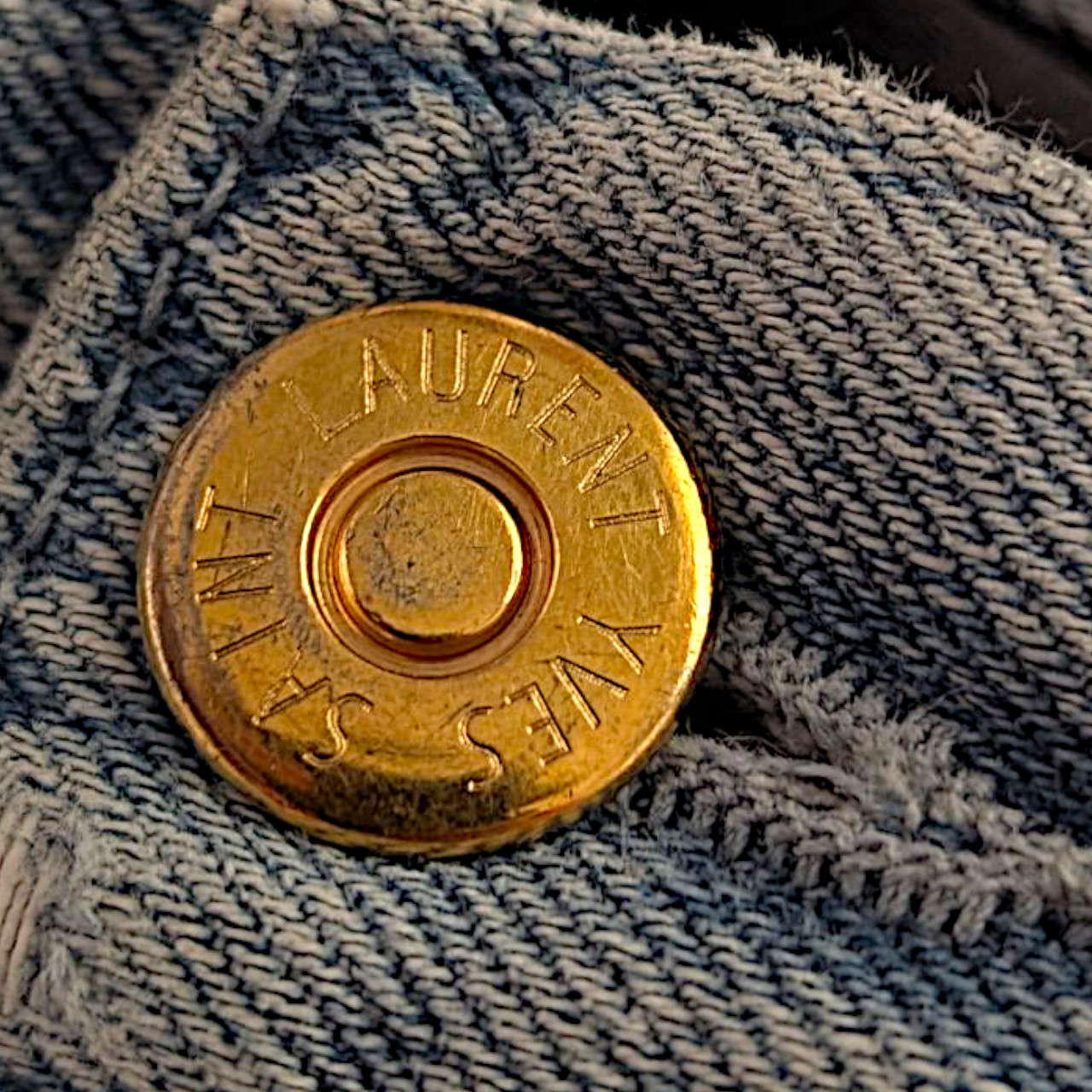 Yves Saint Laurent vtg 90s oversized YSL embossed logo distressed jeans IT 48