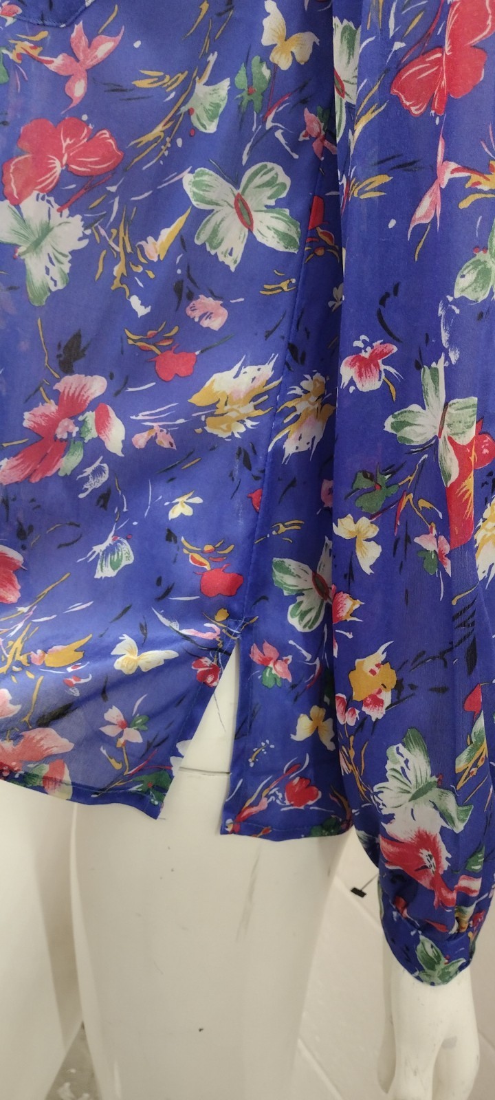 70s Organically Grown Beautiful Blouse Butterflies Watercolor Cobalt Arpeja ART