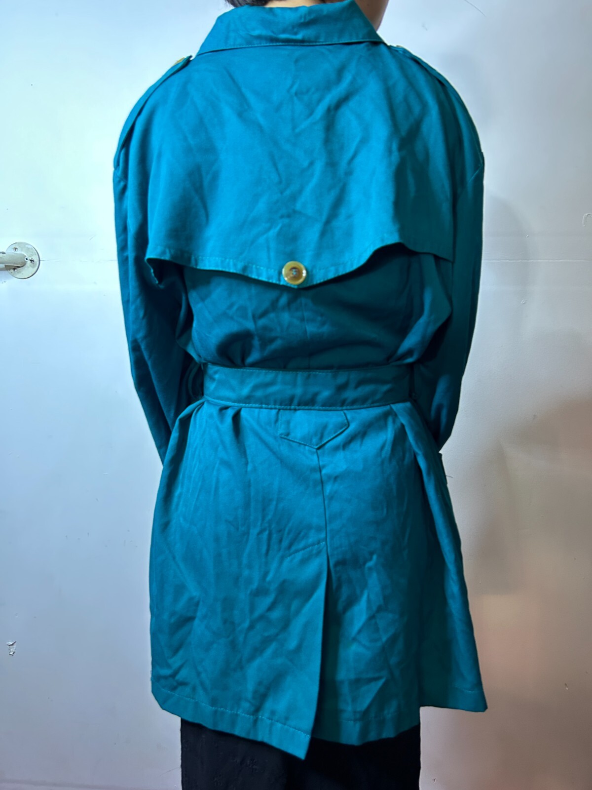 Vintage 1980s Spoiled Girls Australian Women’s Aqua Blue Trench Coat AU 8