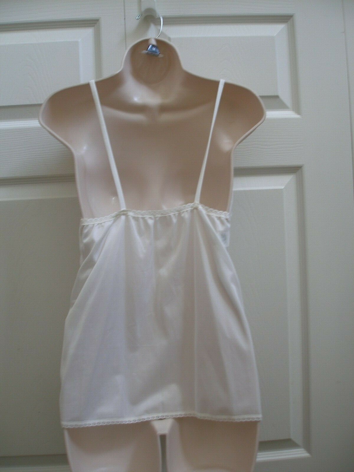 Mistra Women’s LARGE Vintage White Camisole Top Nylon Pretty Lace Trim