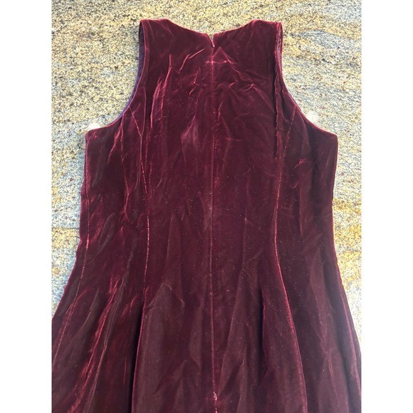 Vtg Niteline Della Roufogali Burgundy Velvet Maxi Dress Rhinestone Formal 10