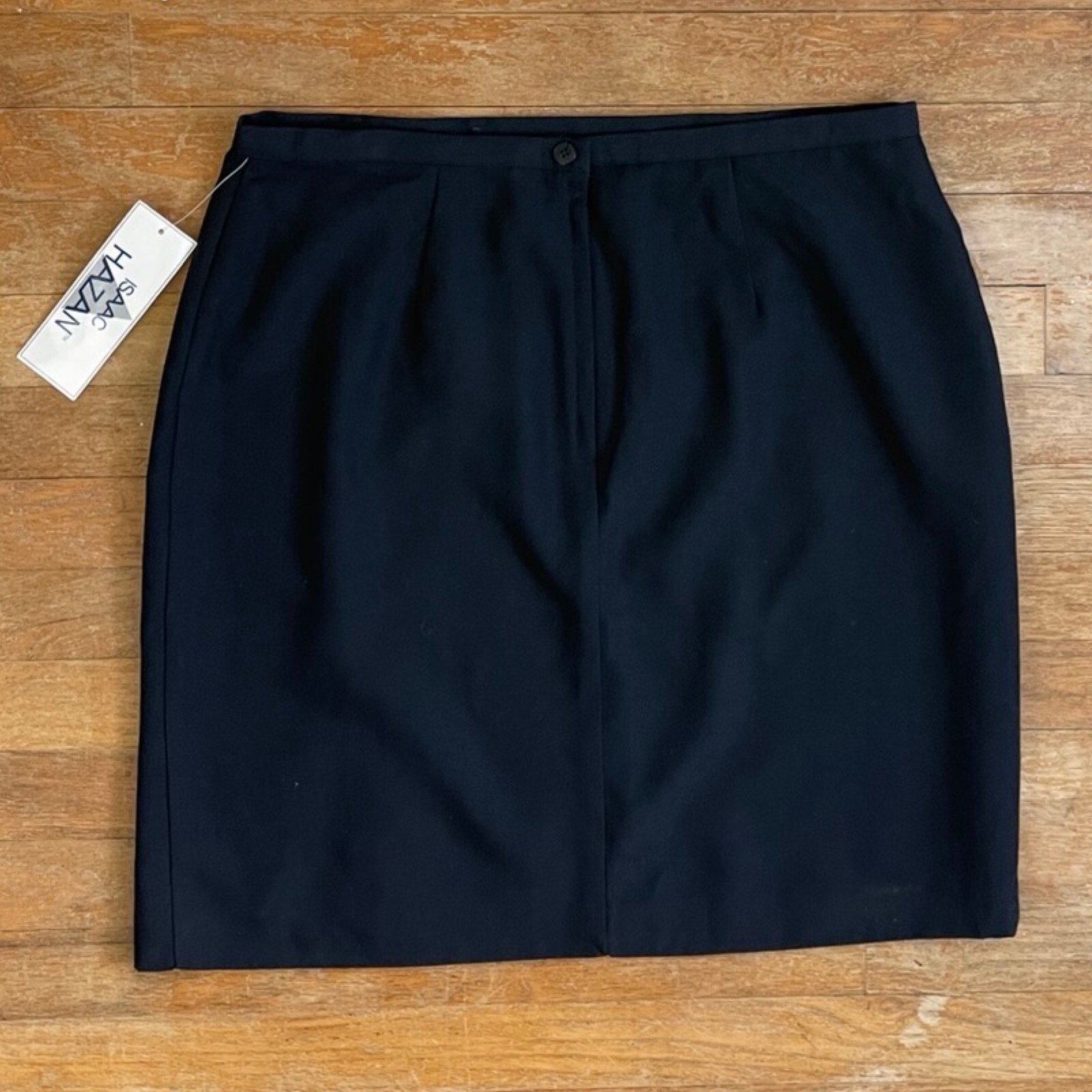 Vintage Fine Woven Black Skirt Size XL 33″ Waist 1980s Straight Cut NOS