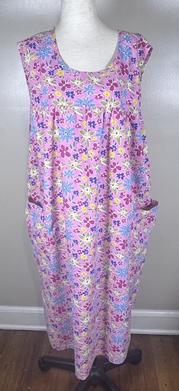 Vintage 90s Country Cottage Pink Floral Plus Size 1X Loungewear House Dress