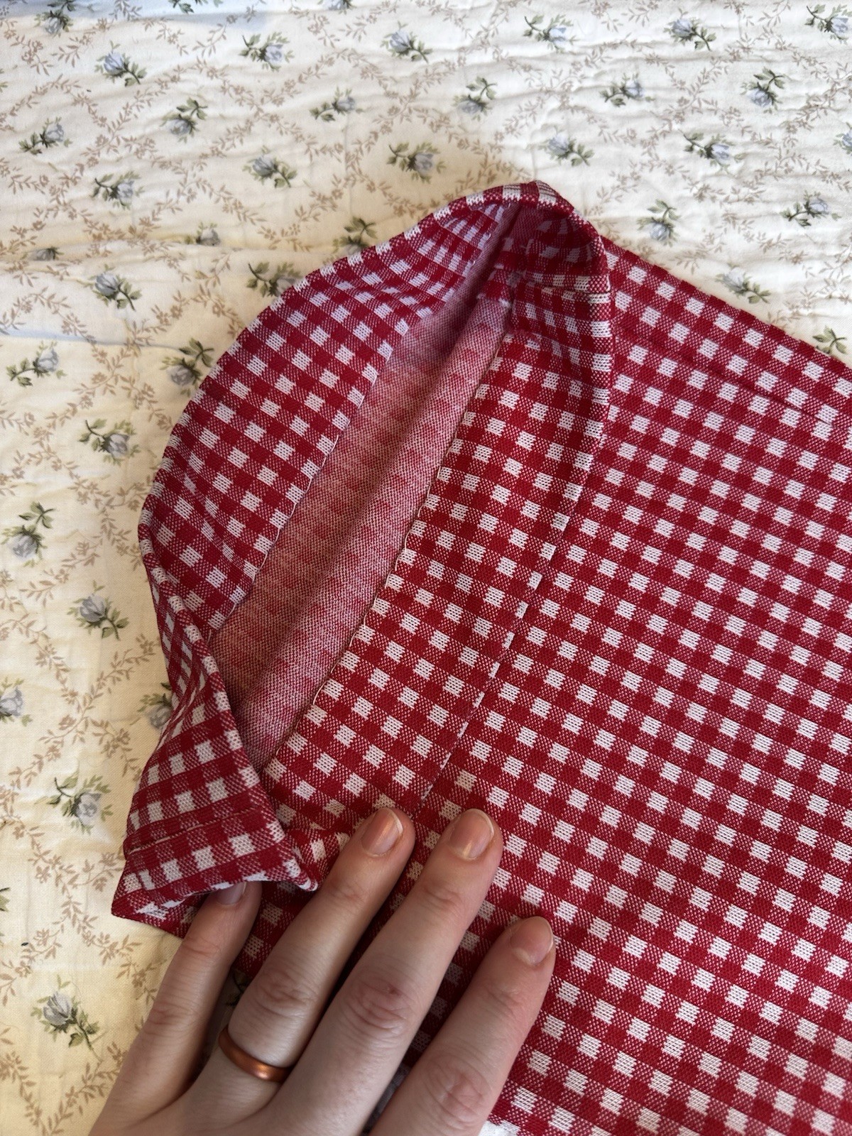 Vtg Red White Gingham Flare Leg High Rise Pant Waist 31” Cottagecore 70s Farm