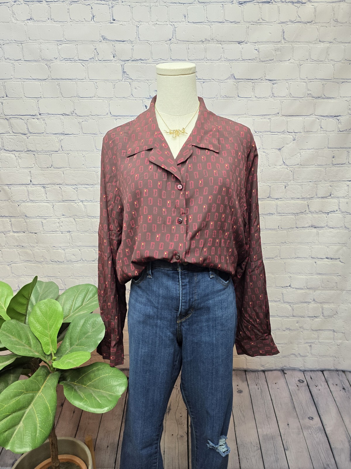 Vintage 90s Liz Baker Button-up Blouse – 16P