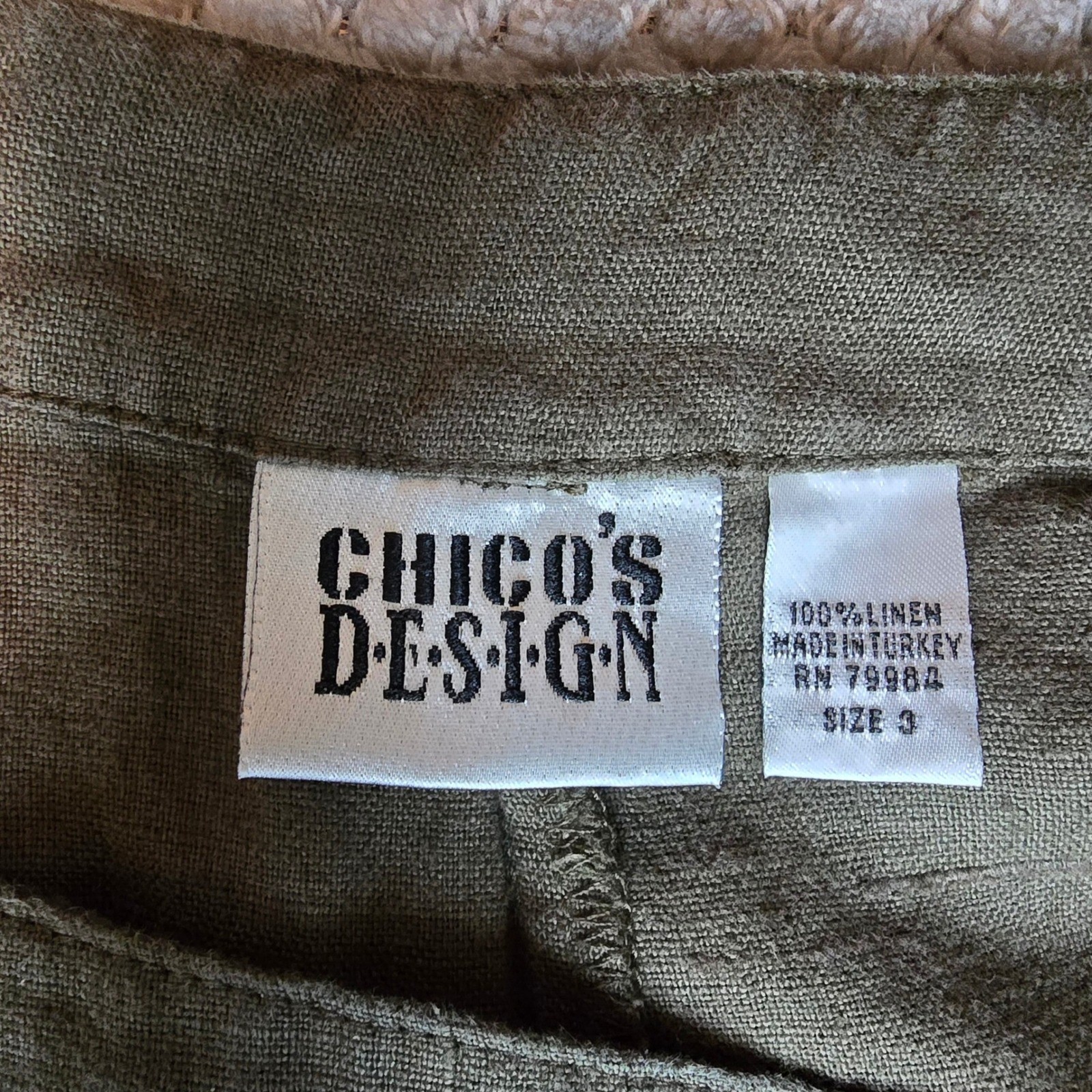 Vintage Chicos Design 100% Linen Pants Green Size 3 XL Coastal Grandpa