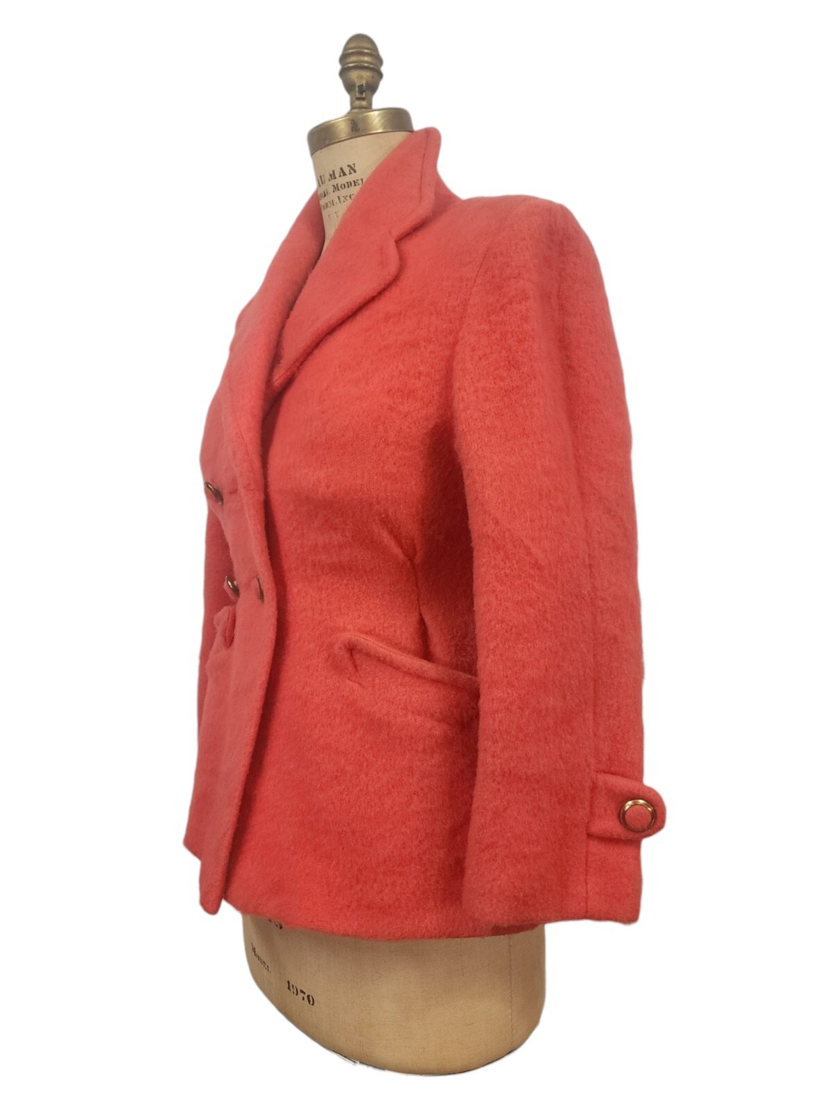 Vtg 40s Princess Jacket Coat Pink M Lilli Ann Style Fuzzy Tailor Fit Flare Short
