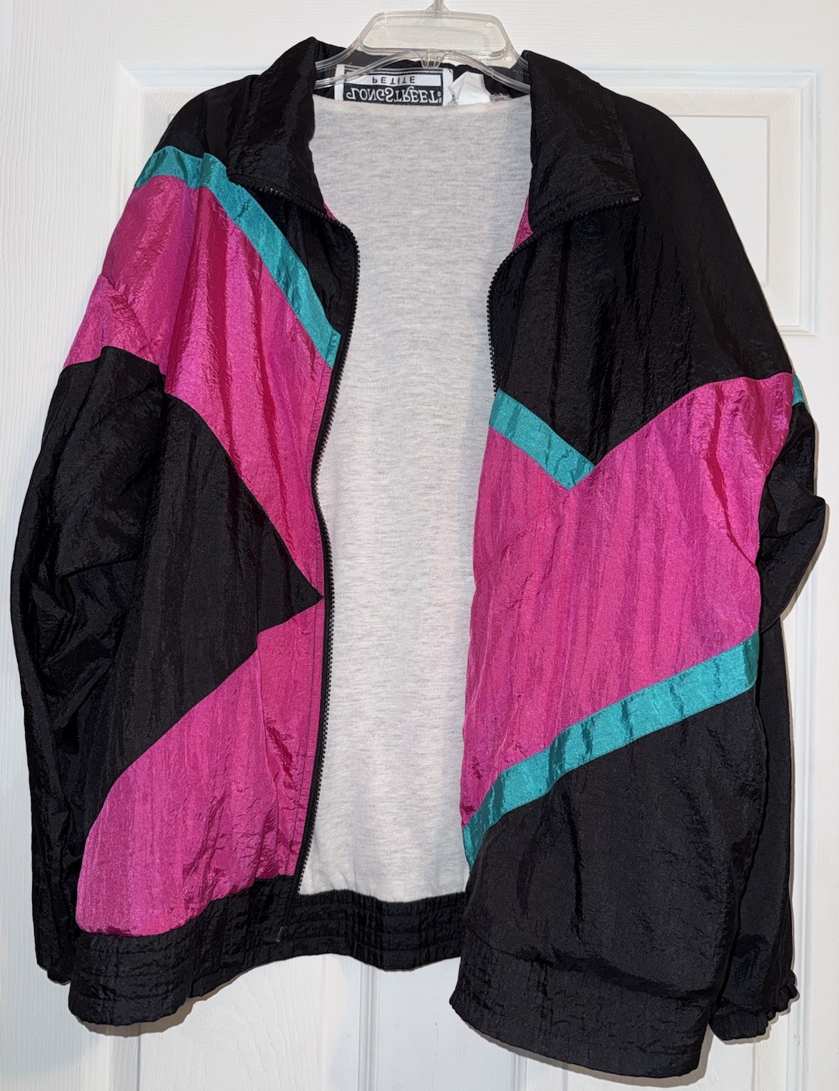Vintage Longstreet Petite Large Windbreaker Track Jacket 80s/90s EUC Pink Green