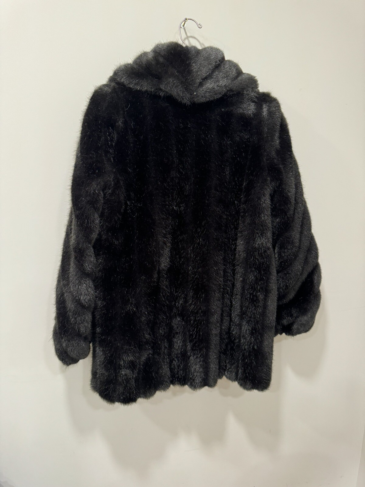 Y2K Vintage 90S Monterey Fashions Black Faux Fur Coat / Jacket SZ 12 Retro