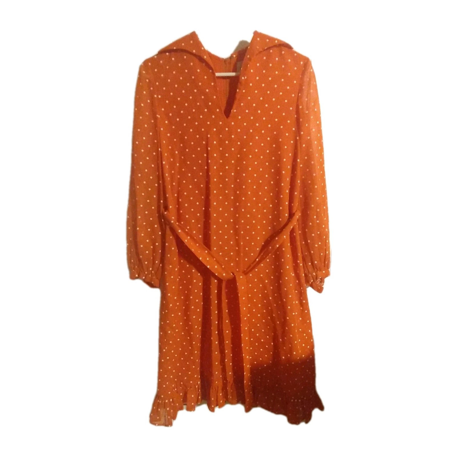 Vintage Carlye Belted Dress, Red With White Dots