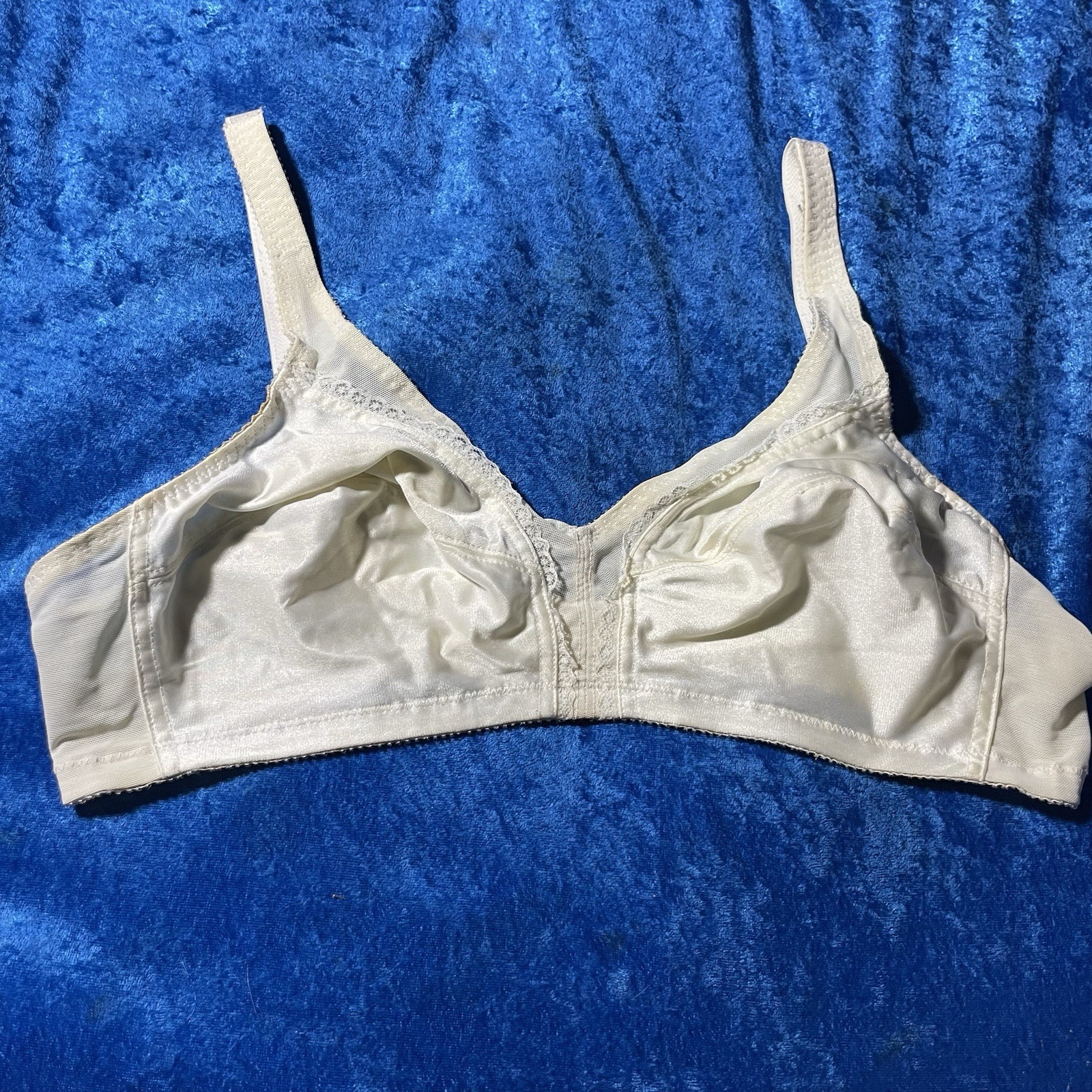 Vintage Nylon Bra 40b White Fair Condition As Is
