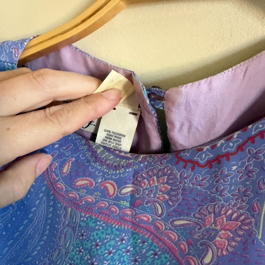 Vintase JSJ Size 6 Secretary Cottagecore Prairie Ditsy Purple Floral Paisley