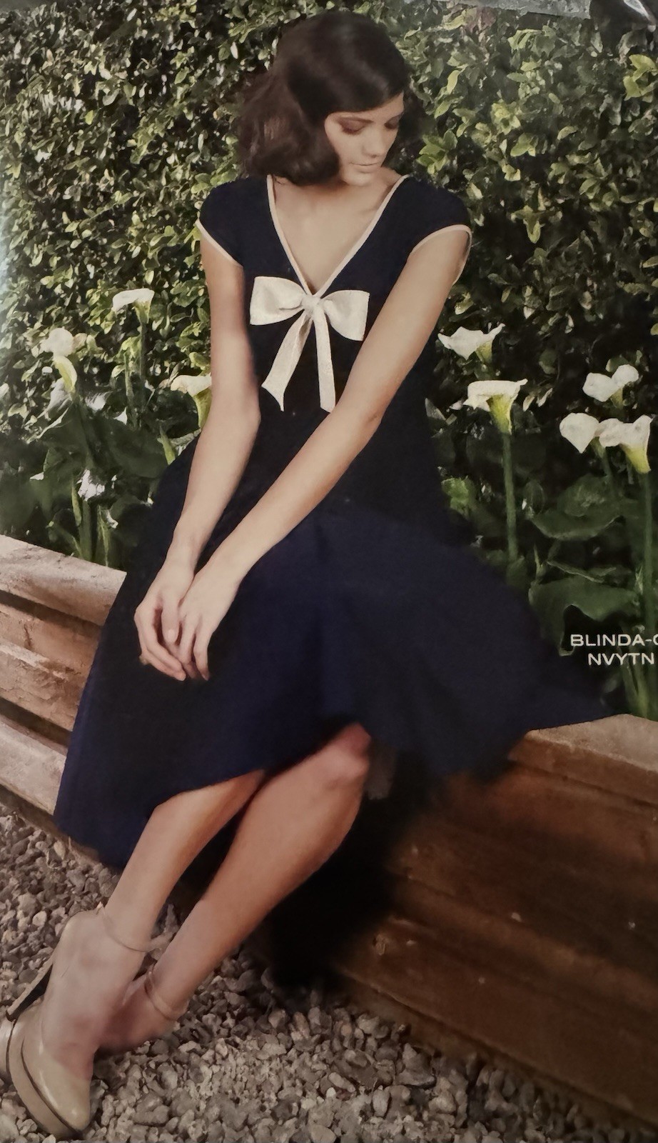 Swing Dress BELINDA Blue Full Skirt L Celebrity Brand Vintage Retro NWT $170