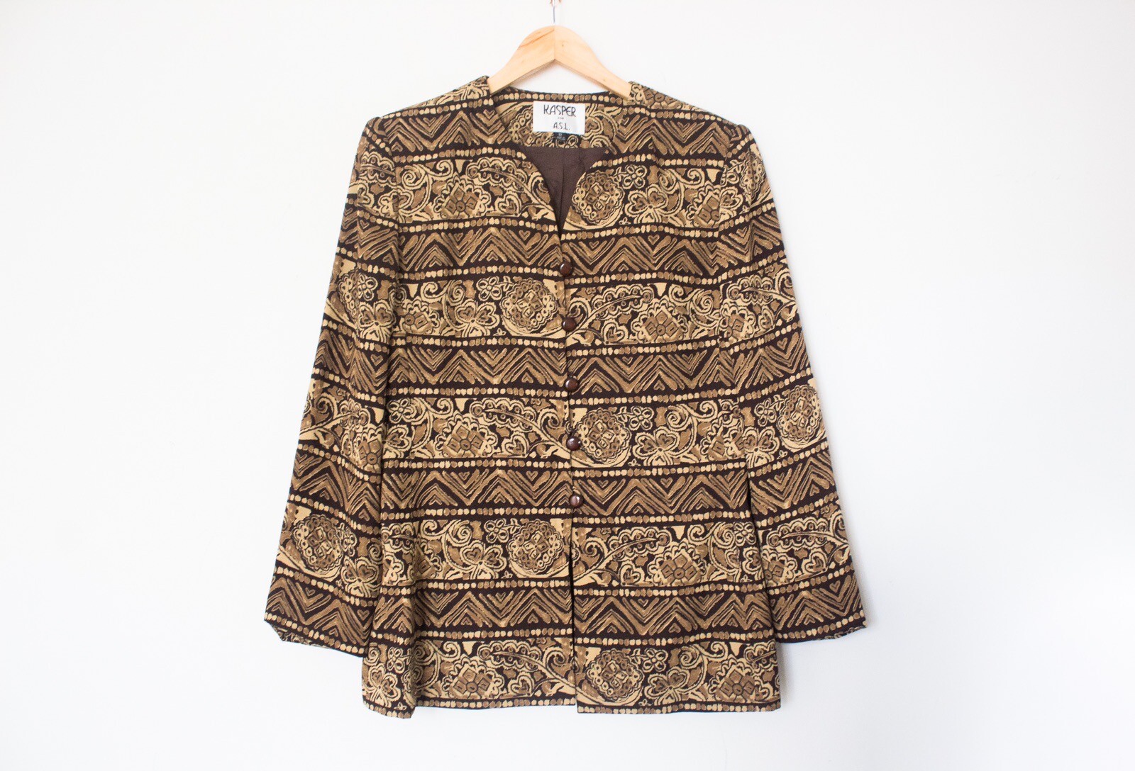 Kasper for ASL | Vintage 80’s/90’s Bronze Tribal Long Sleeve Blazer | Size 12