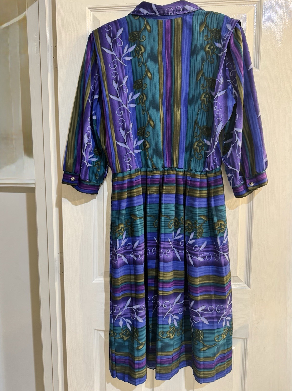 Breli Originals authentic 1970s Button-Down Front Purple and Teal Plus Dress