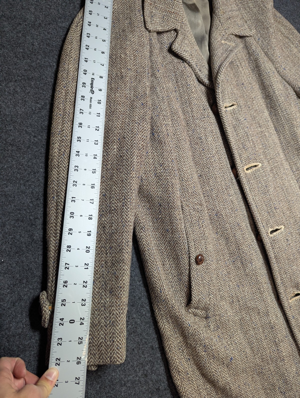 Vtg 1950s John Wanamaker Coat 100% Wool Harris Tweed Handwoven Scotland Brown XL