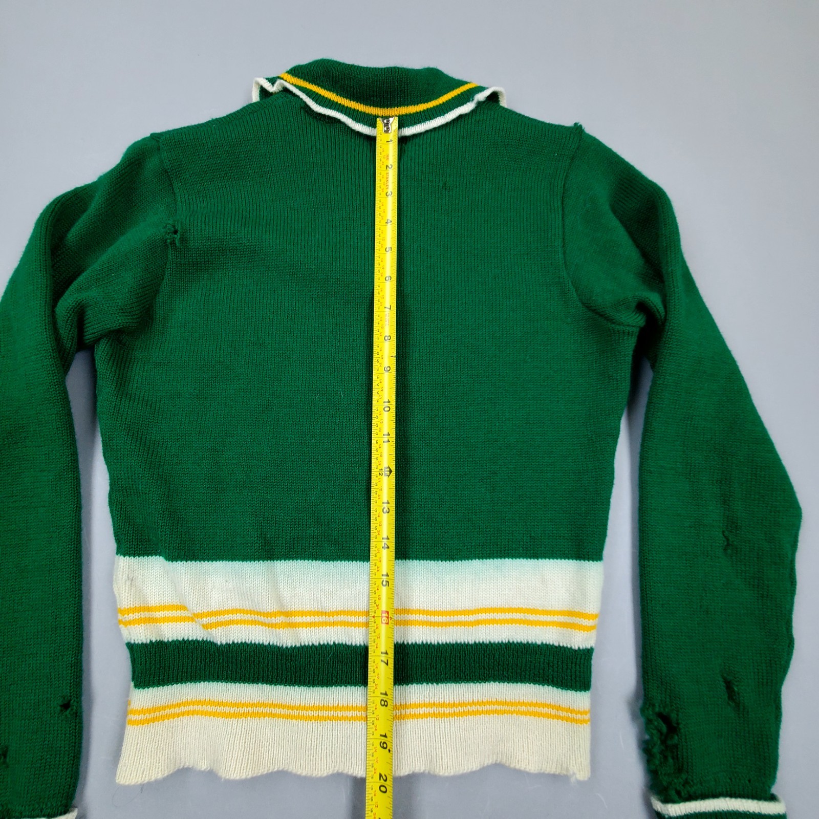 Vintage 1950s Varsity Cheer Sweater Womens USA Made Kelly Green Virgin Wool 60s