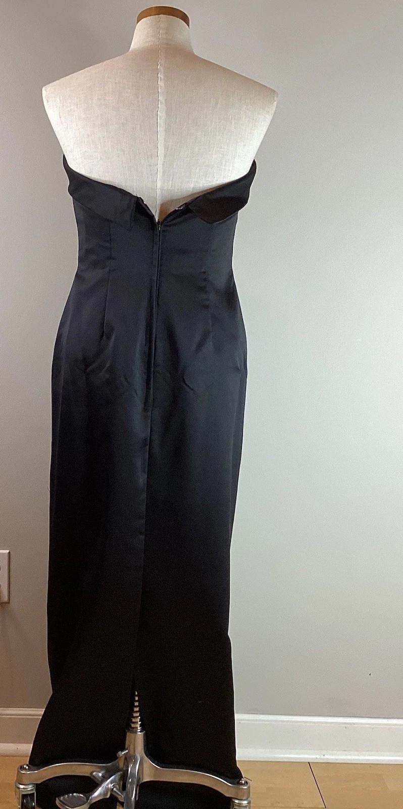 Vtg House of Bianchi Black Gown Strapless Long Prom Party Formal Dress S/M USA