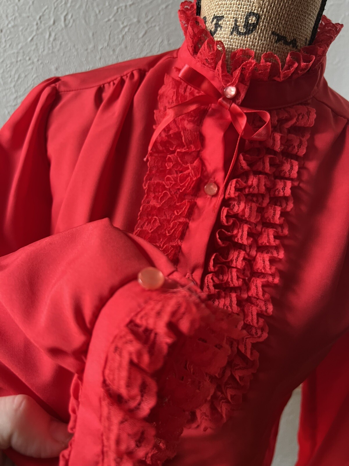 1970s Vintage Lipstick Red Ruffled 1980s 70s 80s Retro Dolly M Geek Secretary