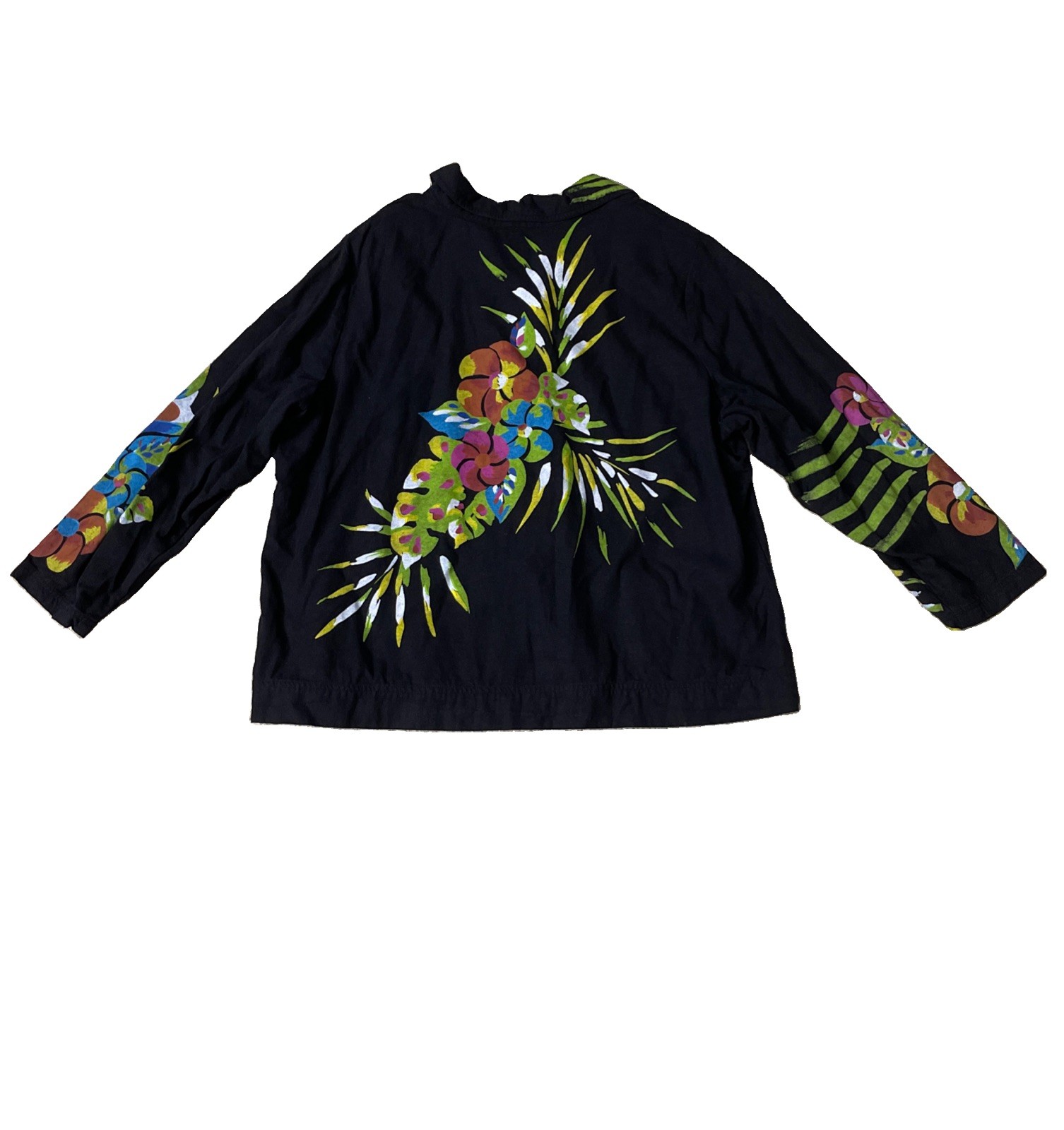 VTG Goode Impressions 2X 100% Silk Hand Painted Peacock Art To Wear Jacket Shirt