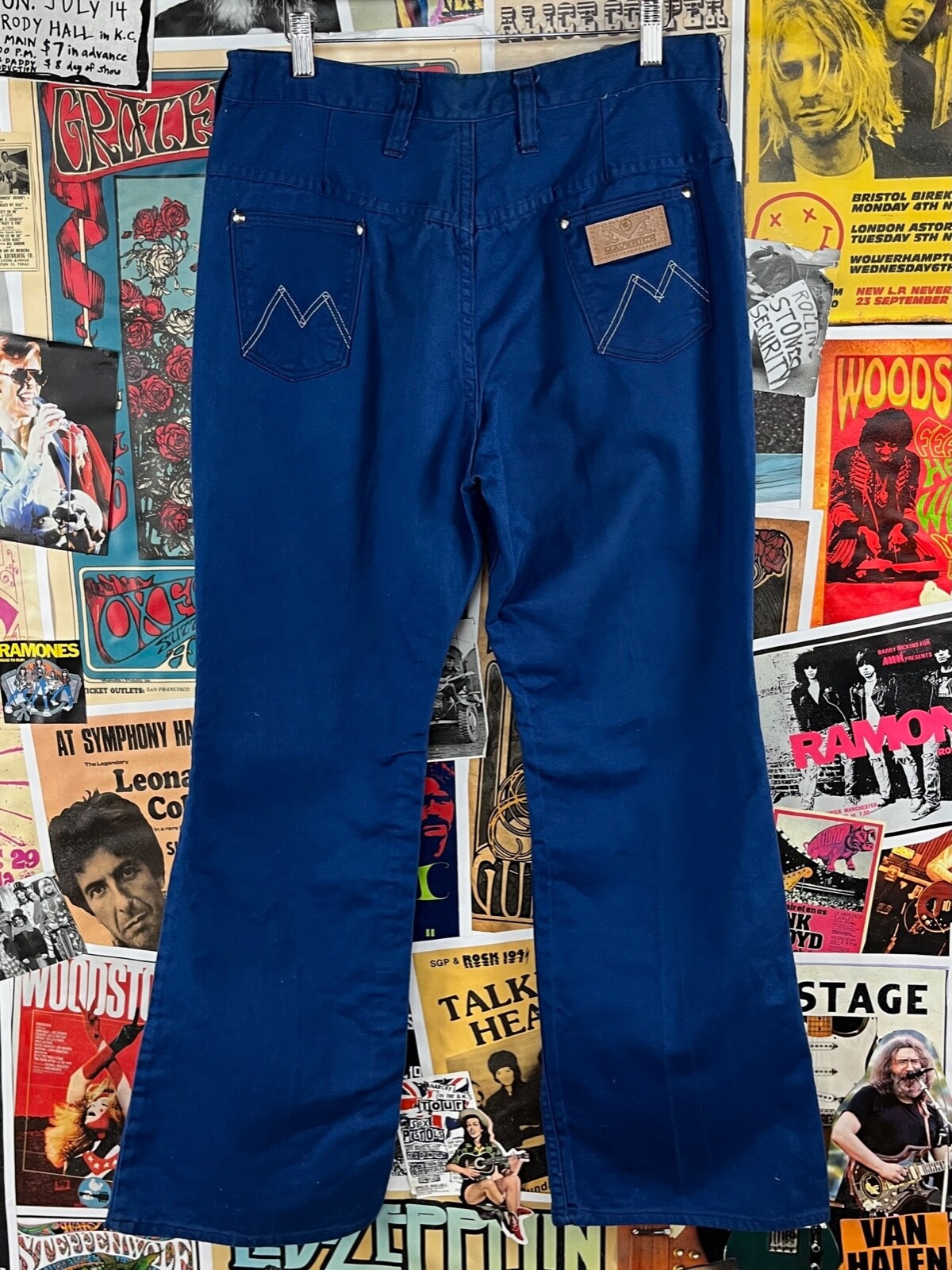 Vintage 70s Blue Maverick Blue Bell Flares Pants 32×28, 70s Womens Clothing 32″