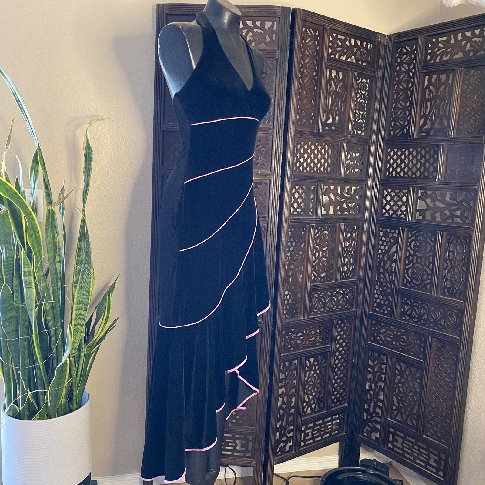 vintage velvet cascading hi-low maxi Dress By Blondie Nites Jaslene Size 3