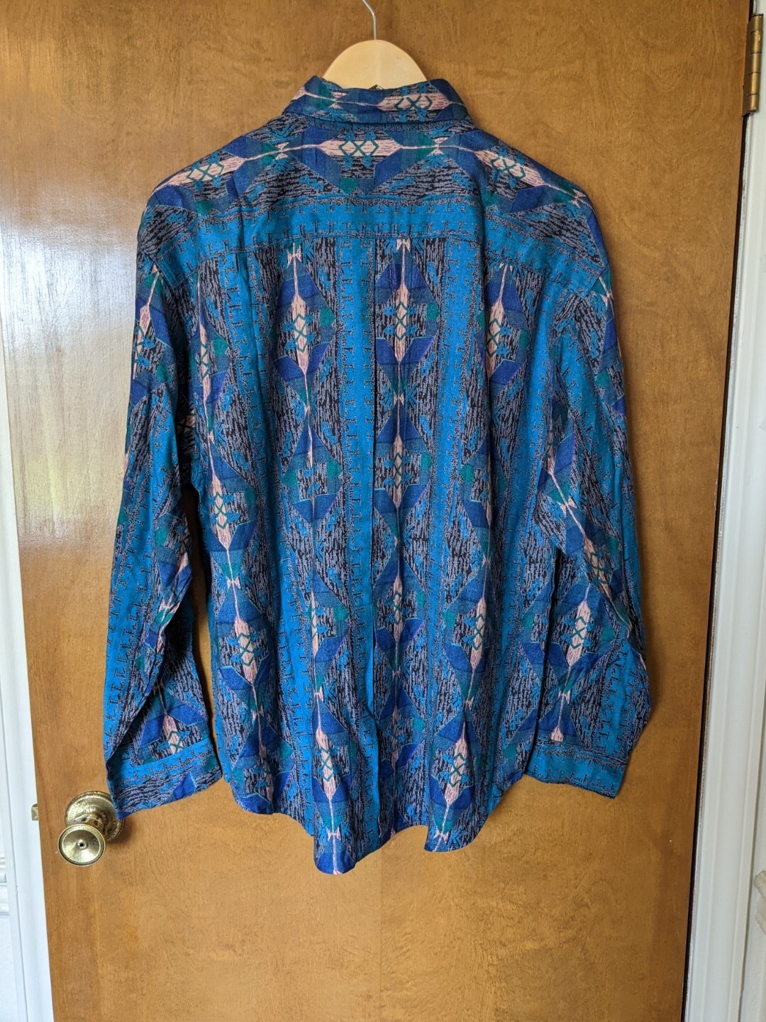 NWOT Vtg Zashi Geometric Southwestern Aztec Print Button Up Blouse Women’s Large