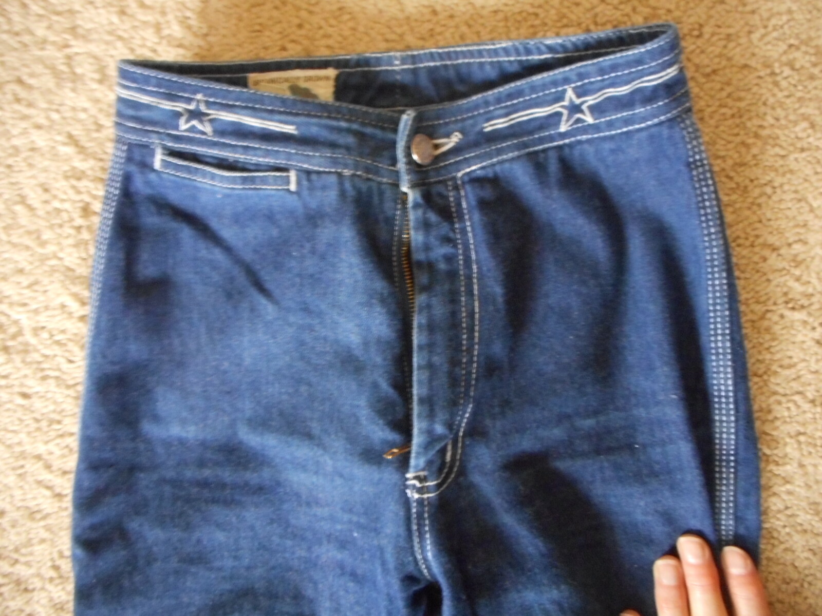 Vintage 1970’s Jeans Organically Grown size -0 waist 22″ Star Waist Band 2XS