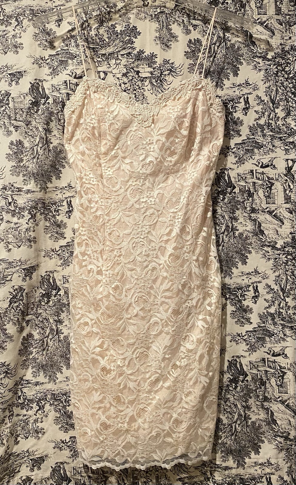 Vintage 1980s Cachet By Bari Protas Peachy Pink Lace Pencil Dress