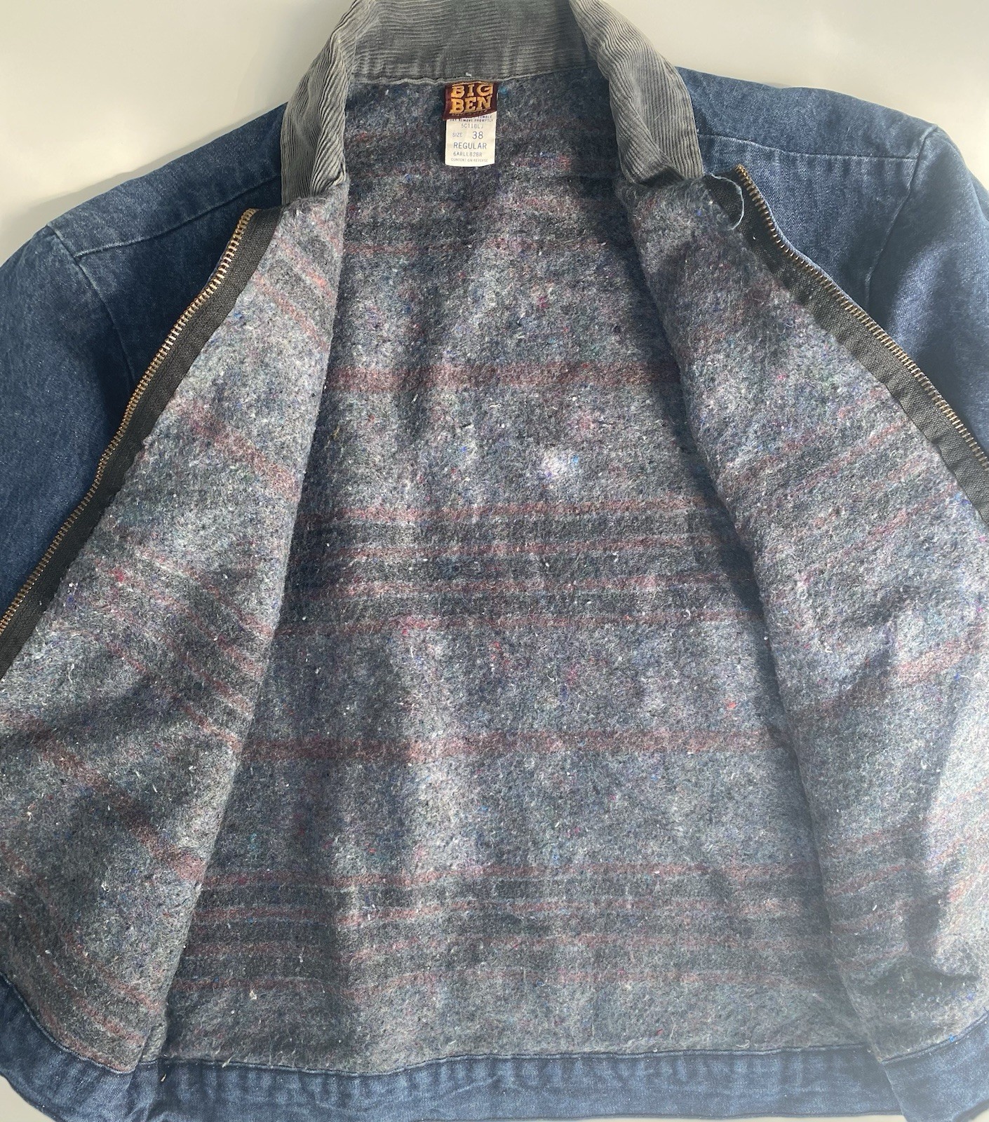 1980’s AUTHENTIC BIG BEN WOOL BLANKET LINER USA MADE VINTAGE JACKET 38 Reg