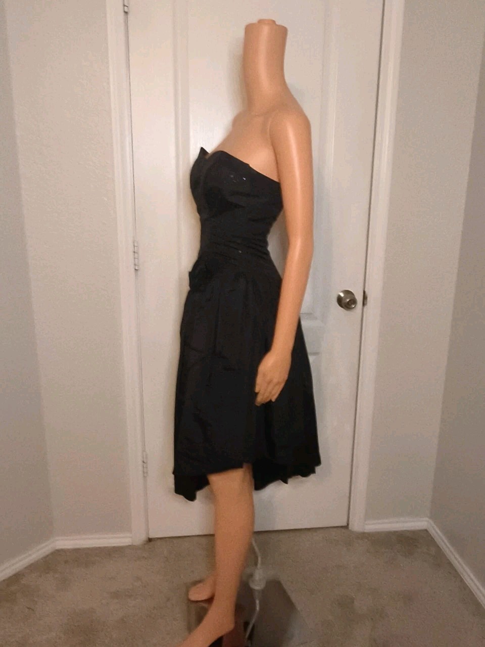 Vintage 80’s Black Glam Party Dress Size XS Formal Dance Goth Assymmetric -DP14