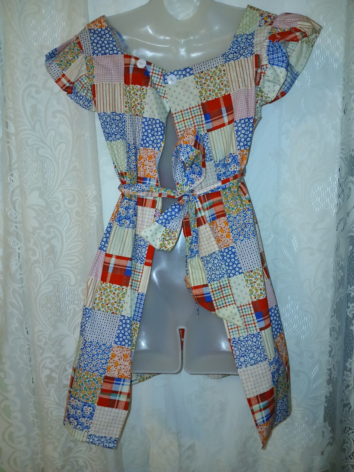 Vintage 70s Now! Designs San Fran Party Apron Patchwork Boho Dress Top O/S NOS